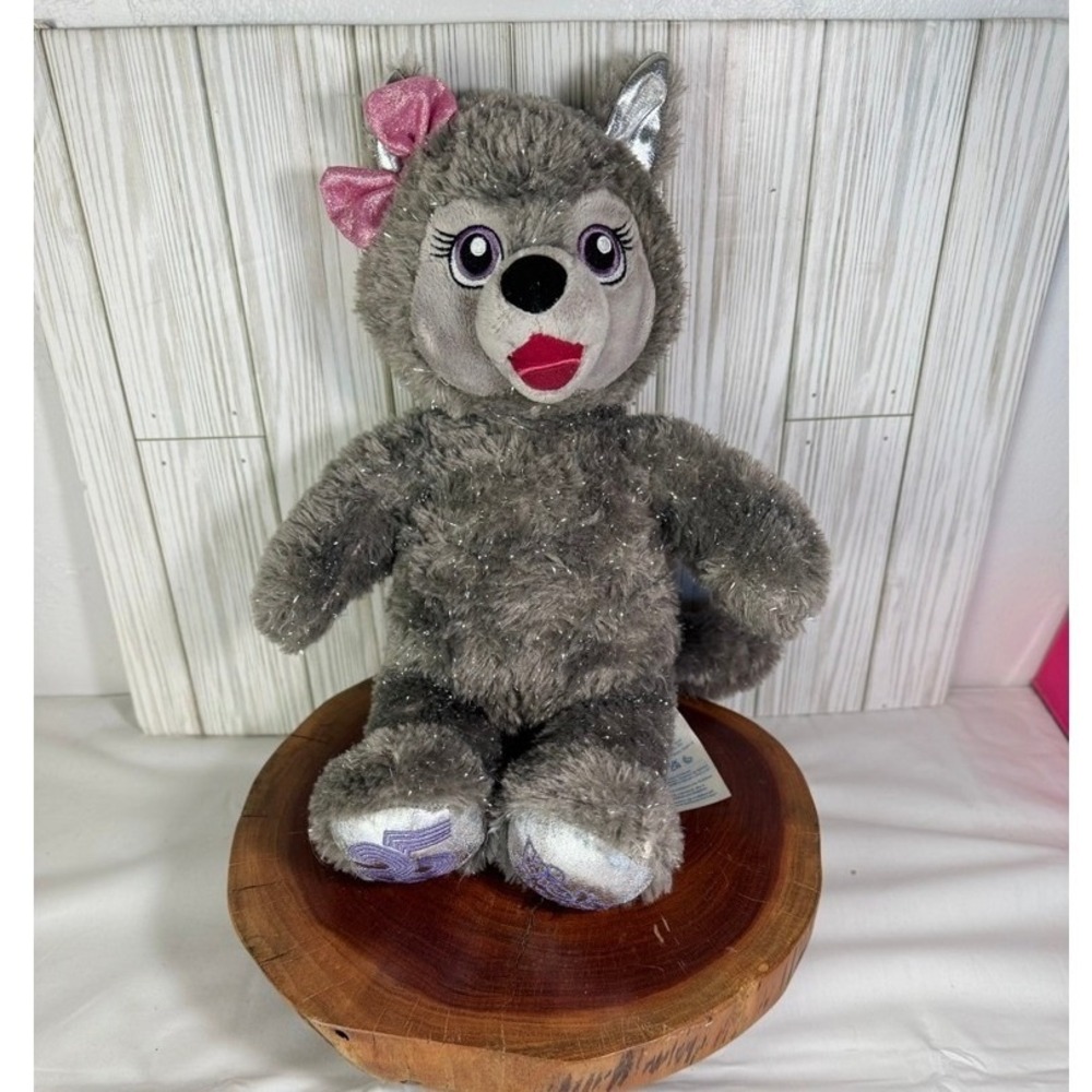 Build-A-Bear‎ 25th Anniversary Violet the Wolf Grey Tinsel Plush Silver Paws